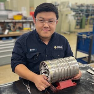 Electric motor winder rewinding