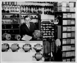 Henry Dreisilker behind the counter